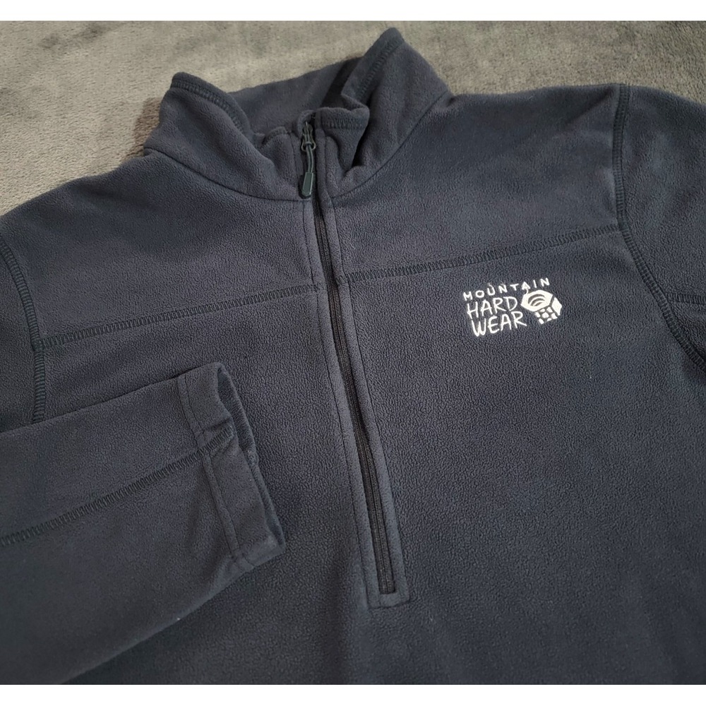 Mountain Hardwear Pullover Men M Blue Gray 1/4 Zip Fleece Hiking Sweater Outdoor